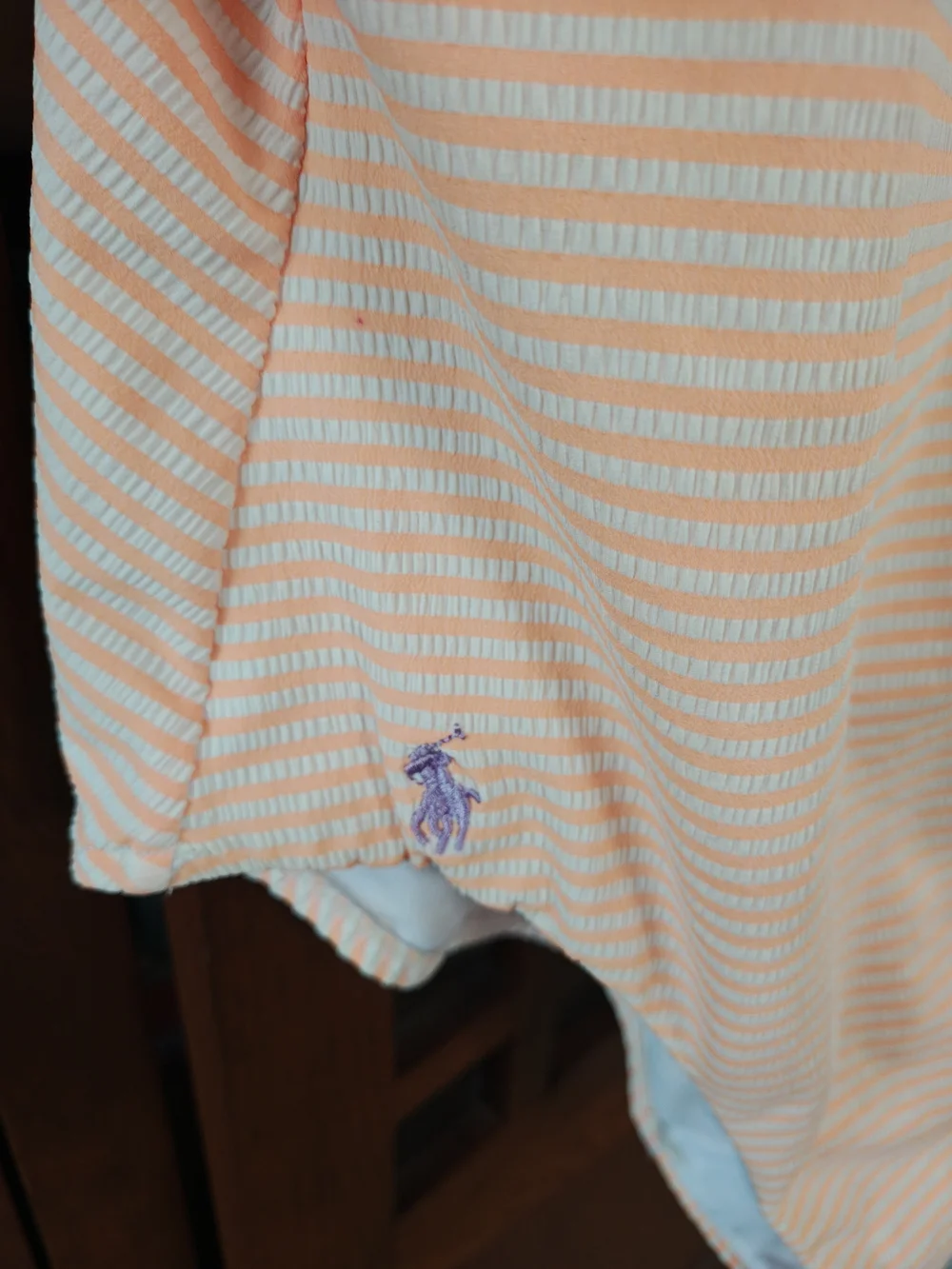 Polo by Ralph Lauren Orange and White Striped One-Piece Swimsuit-M